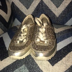 Jimmy Choo’s Women's Gray Monza Antique Leather Sneakers US size 7.5